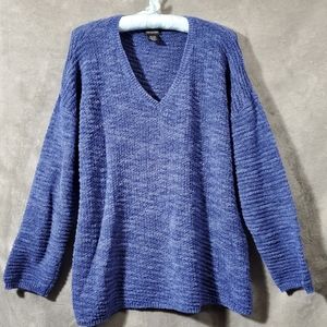 Calvin Klein Jeans V- Neck Slouch Sweater Blue Size XL